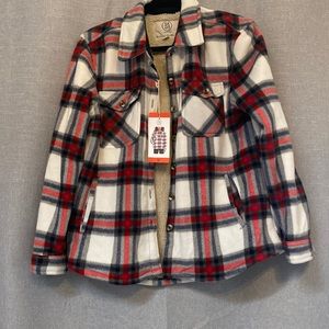 Navy white and red super soft and cozy jacket medium